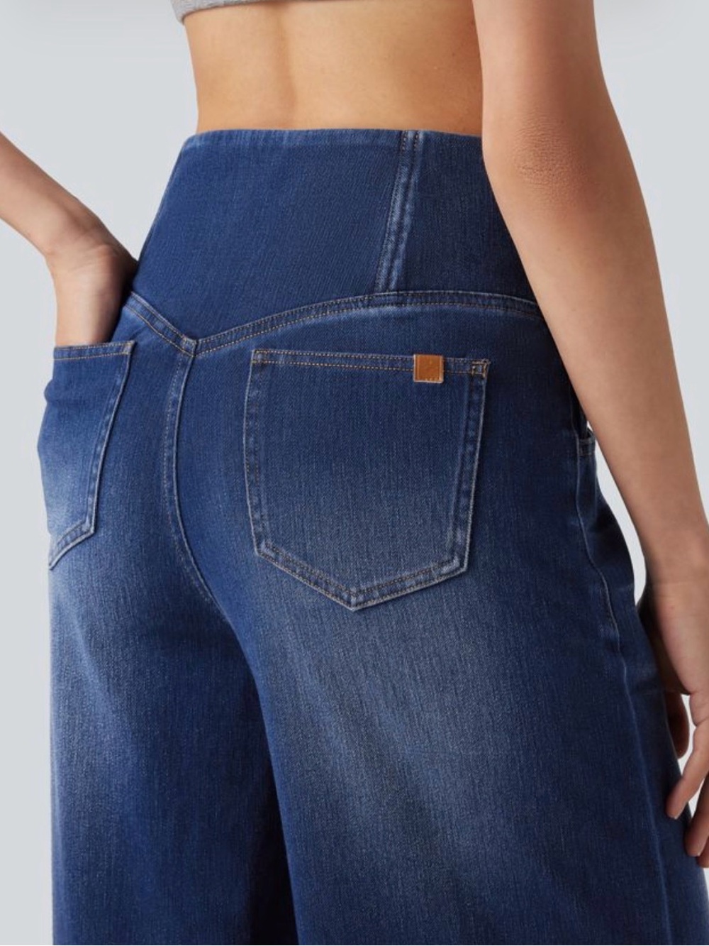 Halara Flex™ Crossover High Waisted Tummy Control Wide Leg Casual Jeans - Picture 3 of 8